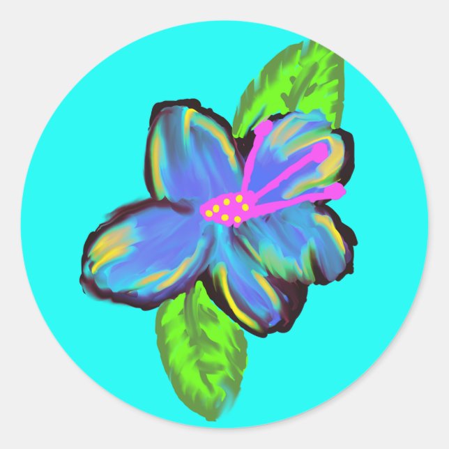 Adesivo Flor lavanda azul e amarelo (Frente)