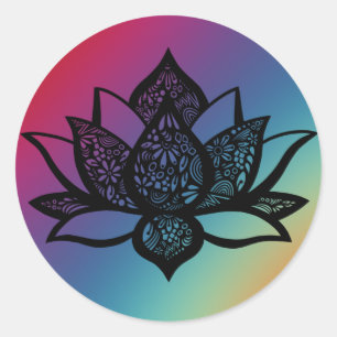 Adesivo Flor Lotus com Vinheta redonda colorido