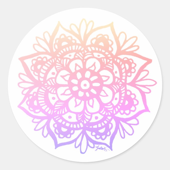 Adesivo Flor Mandala Gradiente Pastel (Frente)