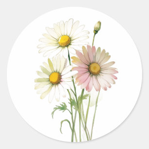 Adesivo Flor Moderna Profissional de Aquarela de Margarida