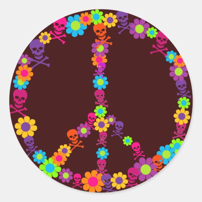 Adesivo Flor Power Skully Peace (Frente)