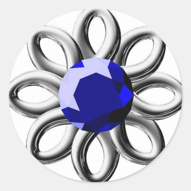 Adesivo Flor prateada com pedra azul (Frente)