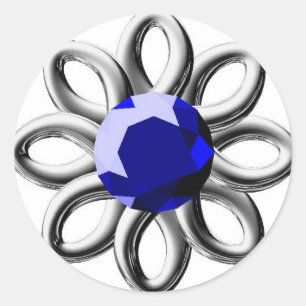 Adesivo Flor prateada com pedra azul