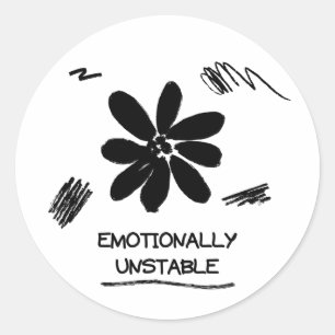 Adesivo Flor Preta e Branca Engraçada Emocionalmente Instá