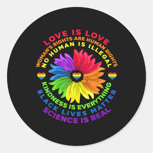 Adesivo Flor Rainbow Human Rights LGBT Love Is Love (Frente)