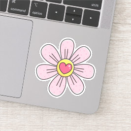 Adesivo Flor rosa-branca com coração