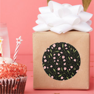 Adesivo Flor rosa e branca a preto com padrão repetitivo