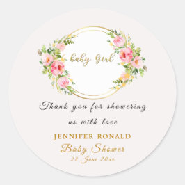 Adesivo Flor rosa e Dourada chá de fraldas