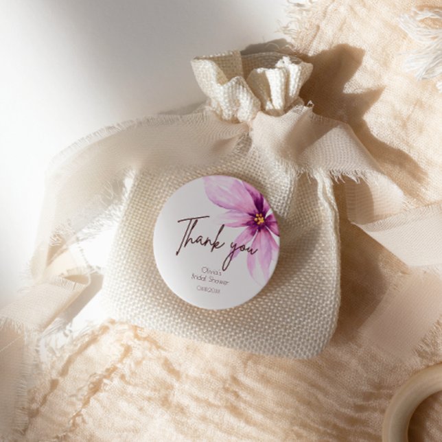 Adesivo Flor rosa Minimalista elegante Obrigado (Criador carregado)