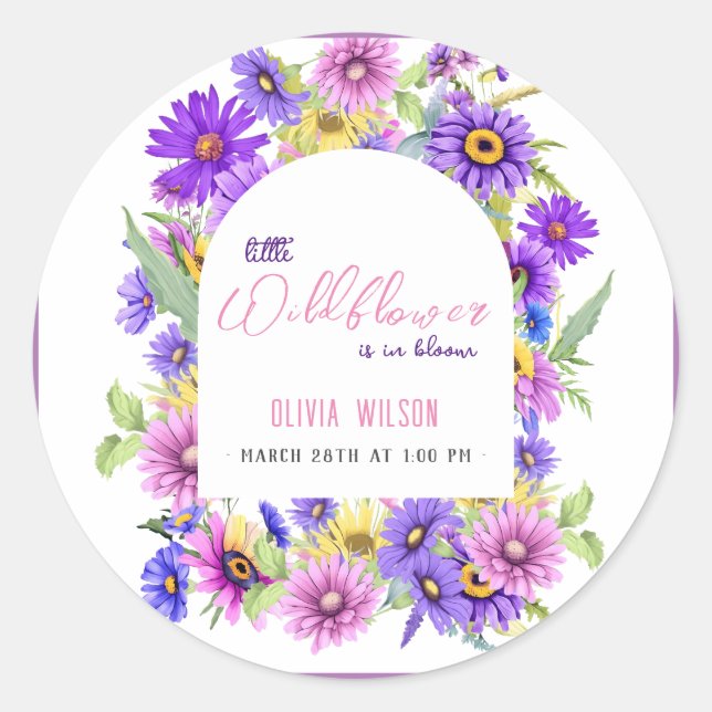 Adesivo Flor roxo, rosa-claro, está a caminho #3 (Frente)