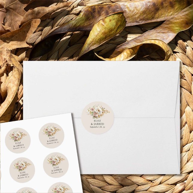 Adesivo Flor Russo Castanho Neutro Floral Casamento (Wedding stickers from Rustic Floral Brown Neutral Wedding Collection by Darling & May)