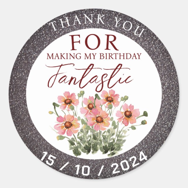 Adesivo Flor selvagem de aniversário (Frente)