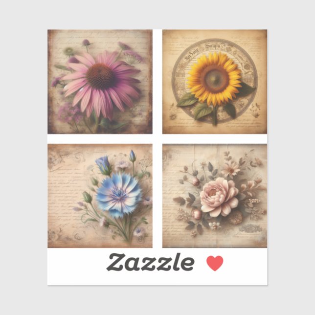 Adesivo Flor selvagem em fundo angustiado (Folha)