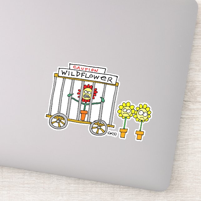 Adesivo Flor Selvagem Engraçada no Pau de Cartoon de Cage  (Detalhe)