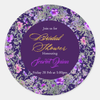 Adesivo Flor selvagem moderna de aquarela marrom roxa