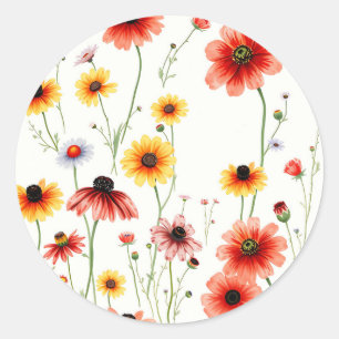 Adesivo Flor Selvagem Romântica com Poppies e Daisias