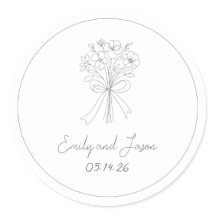 Flor Simples Desenhado Mão e Casamento Whimsical A