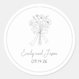 Adesivo Flor Simples Desenhado Mão e Casamento Whimsical A