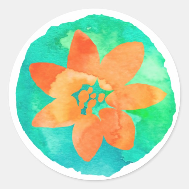 Adesivo Flor Tropical Multicolor Laranja (Frente)