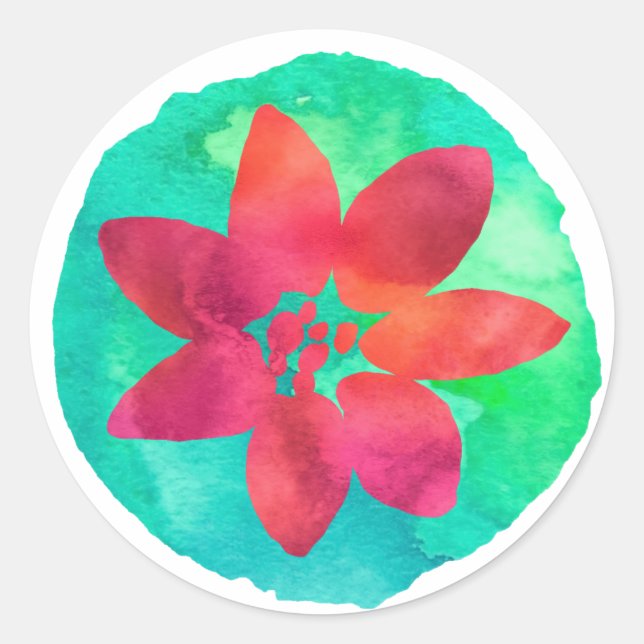 Adesivo Flor Tropical Multicolor Rosa Escuro (Frente)