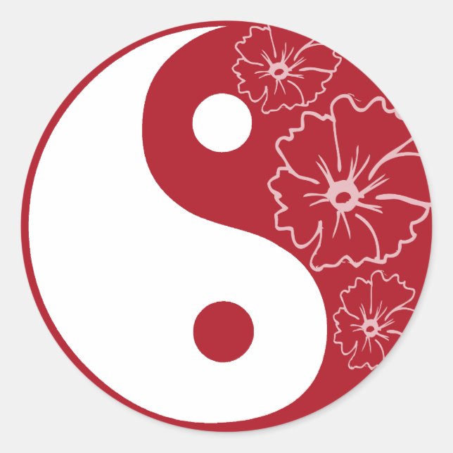 Adesivo Flor Tropical Vermelha Yin Yang Sticker (Frente)