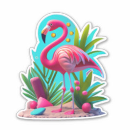 Adesivo Flora Flamingo Classk Round Sticker