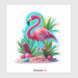 Adesivo Flora Flamingo Classk Round Sticker