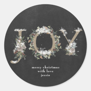 Adesivo Florais de Feriados de Natal de Joy Chalk Round St