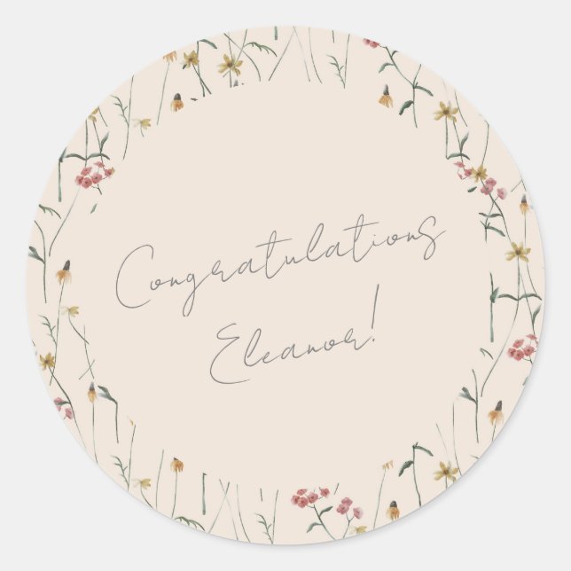 Adesivo Florais de Flores Silvestres Boho Congratulações C (Frente)