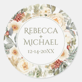 Adesivo Florais de Inverno Elegantes Casamento Personaliza