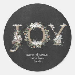 Adesivo Florais de Natal do Round Sticker JOY Chalk