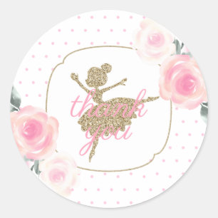 Adesivo Florais e Dourado Favor de agradecimento Ballerina