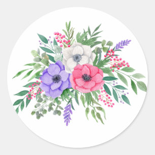 Adesivo Florais Pastel de Primavera em Aquarela Fofos