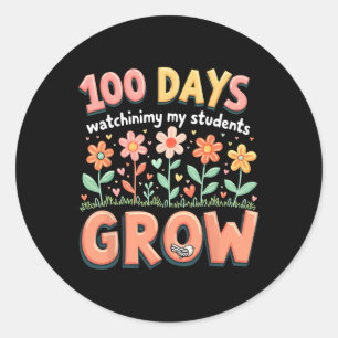 Adesivo Floral 100 Dias Assistindo Meus Estudantes Crescer