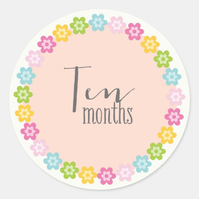 Adesivo Floral 10 Meses Novo Baby Sticker (Frente)