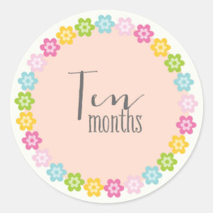 Adesivo Floral 10 Meses Novo Baby Sticker