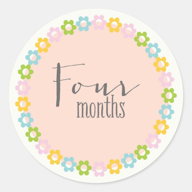 Adesivo Floral 4 meses New Baby Sticker (Frente)