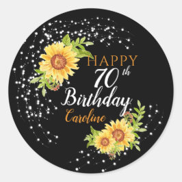 Adesivo Floral 70 Birthday Sunflower