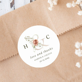 Adesivo Floral Ampersand Elegant Wedding Obrigado