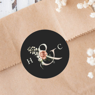 Adesivo Floral Ampersand Elegante Casamento Monograma Pret