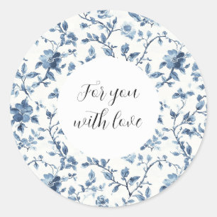 Adesivo Floral Azul Branco Chic