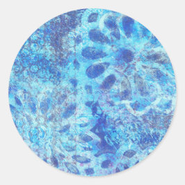 Adesivo Floral Azul com Design de impressão digital com re