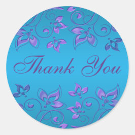 Adesivo Floral Azul e Roxo De 1,5", Muito Obrigado