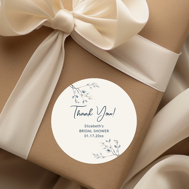 Adesivo Floral Azul Inverno Botânico Obrigado (Criador carregado)