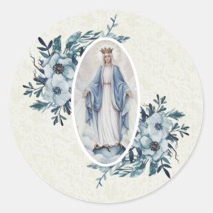 Adesivo Floral Azul  Madonna   Virgem Maria   rendas