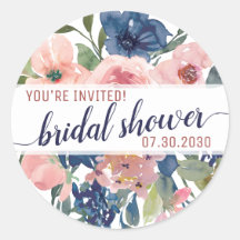 Floral Azul Marinho Rosa Você Está Convidados para