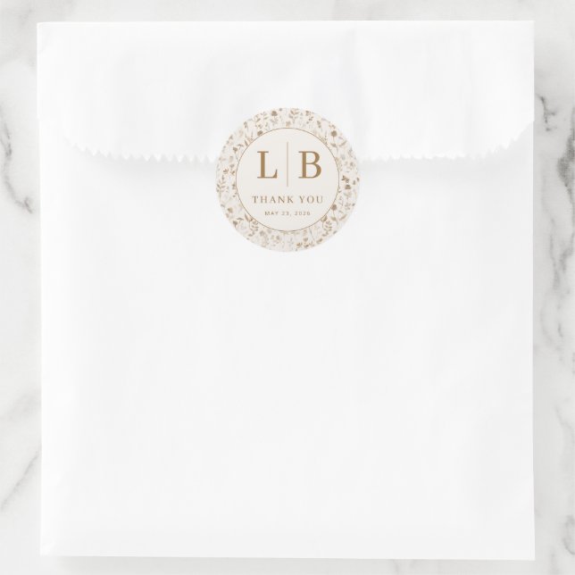 Adesivo Floral Bege Elegante (Bolsa)