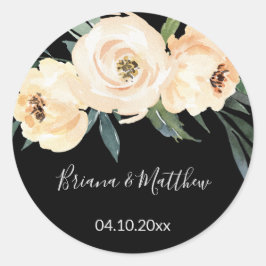 Adesivo Floral Beige Black Watercolor Favor de Casamento