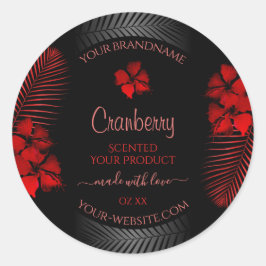 Adesivo Floral Black Red Product Labels Hawaiian Flowers