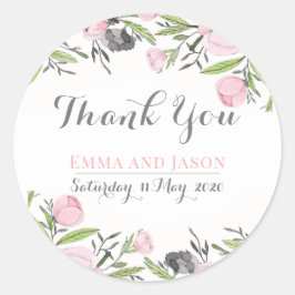 Adesivo Floral Bloom Weding Favor Obrigado Rotular Frontei